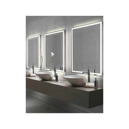 Ketcham 36" "H x 30" "W, Polished Edge Mirror with Frosted Glass Inset, LED Mirror RAD-3036